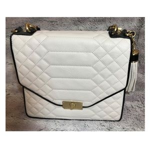 Brahmin Shoulder Quilted Ophelia Convertible Cream Florentine Leather Messenger